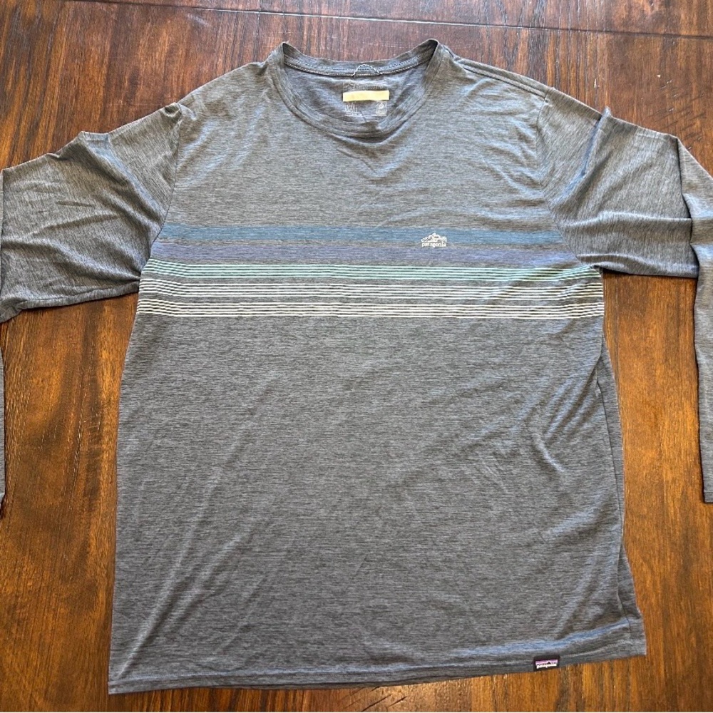Patagonia Men's L/S Blue Stripe Cap Cool Shirt